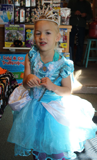Princess Isabella Longson makes a royal appearance at the toy store’s Halloween party.-Photo by McKibben Jackinsky, Homer News