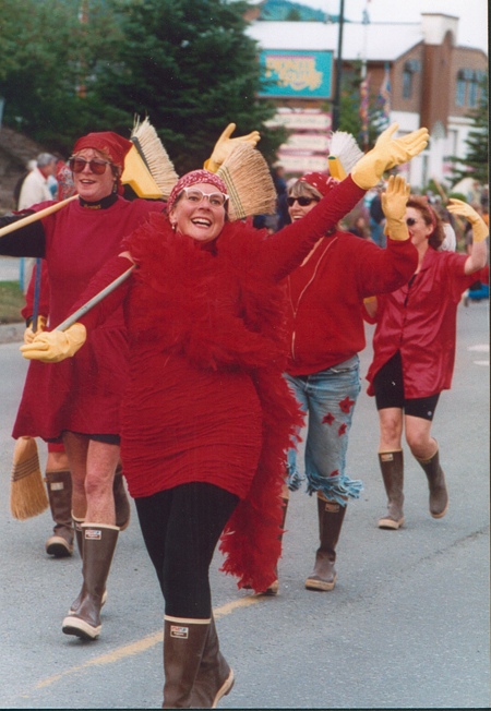 Brenda Dolma leads the Red Hot Mamas in the July 2001 Fourth of July parade.-Homer News archive photo