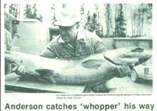 Les Anderson’s world-record catch of a 97-pound, 4-ounce king salmon in 1985 cemented the Kenai River’s status as a legendary sport fishery and a global draw for anglers.-Peninsula Clarion file photo