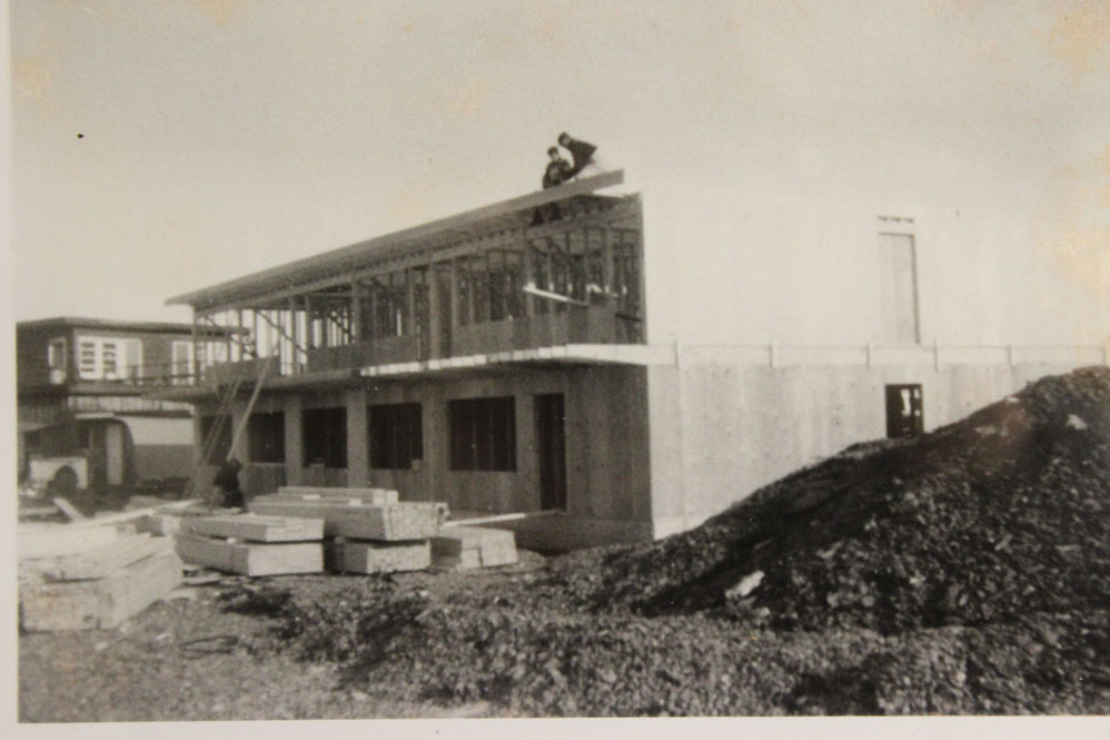 Construction readies Land’s End for its June 5, 1958, opening on the Homer Spit. -Photo copied with permission of Jon Faulkner.