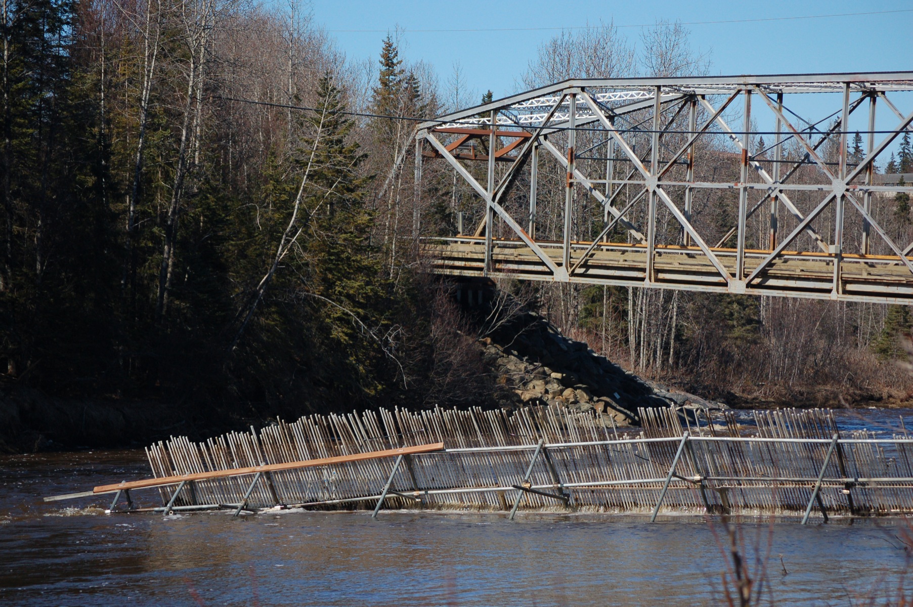 An Alaska Department of Fish and Game sonar weir is just downstream of the Anchor River bridge. The weir, in the bridge hole, is within an area previously closed to fishing, but fishing is open downstream of the closed area.-Photo by Michael Armstrong, Homer News