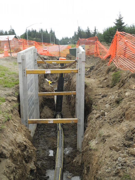 Natural gas was energized last Friday into the Anchor Point-Homer Trunk Line for the first 17-mile section, ending at this junction on East End Road just east of the entrance to Homer High School.                              -Photo by Michael Armstrong, Homer News