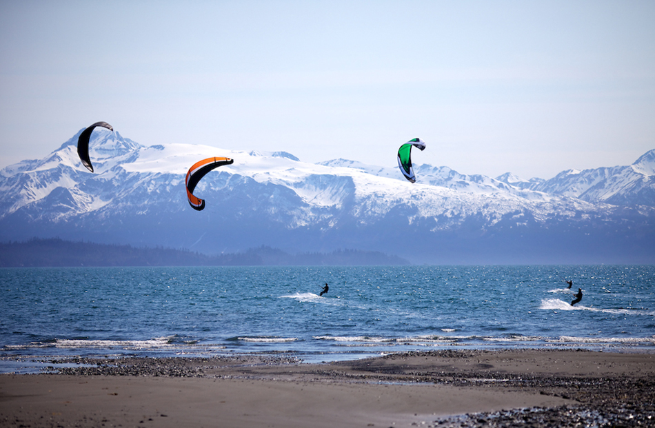 Kitesurfers catch the wind during a previous Kitefest.-Photo provided