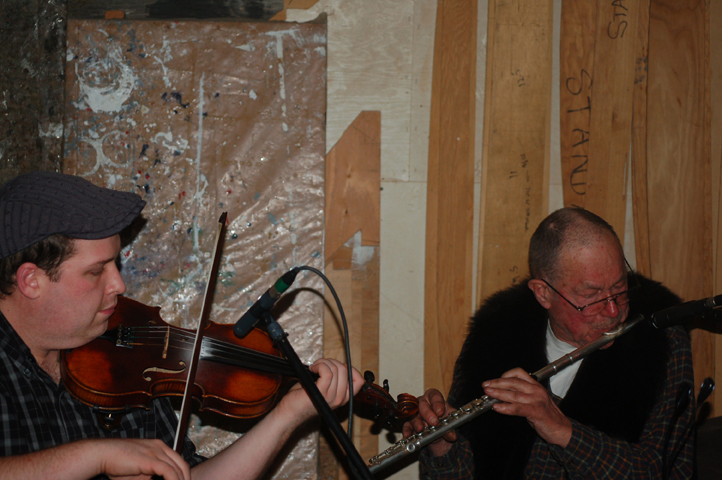 Tolman, right, plays with Nova Scotia fiddler Troy MacGillivray, left.-Michael Armstrong