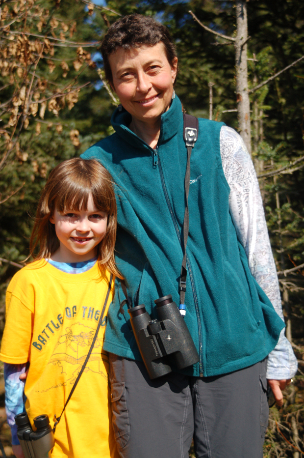 Eryn Field, left, and her mother, Carmen Field are getting ready for the 22nd annual Kachemak Bay Shorebird Festival. Eryn, 8, has been in the Kachemak Bay Shorebird Festival’s Junior Birder program for seven years and will “fledge” this year.-Photo by Michael Armstrong, Homer News
