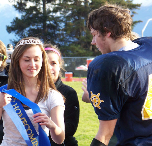 Crowned Junior Homecoming Queen and King are Brennan Evarts, left, and Joseph Cardoza. -Photos by McKibben Jackinsky, Homer News