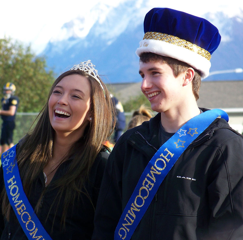 Ivy Bloom, left, and Carson Duggar wear their crowns as Senior Homecoming Queen and King.-Photos by McKibben Jackinsky, Homer News