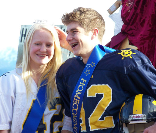 Sophomore Homecoming Queen and King are Jane Rohr, left, and Noah Swenson.-Photos by McKibben Jackinsky, Homer News