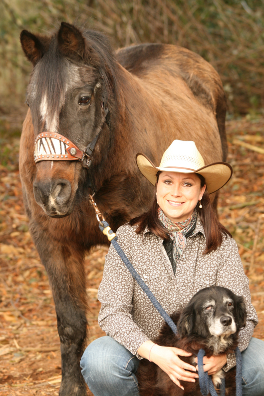 Allison Trimble, shown with her horse Bayleen and dog Reba, is the coordinator of this weekend’s Great Alaska Horse Expo.-Photo provided