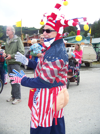 Gary Sawdy shows his patriotic side in Seldovia-Photo by McKibben Jackinsky, Homer News