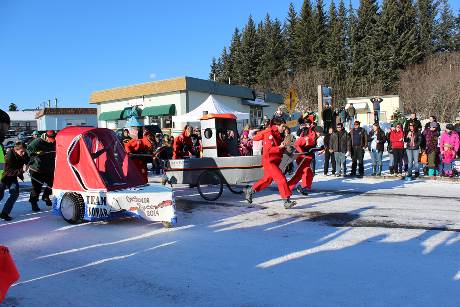 Outhouse racers compete last year at the Homer Winter Carnival. -Photo by McKibben Jackinsky, Homer News