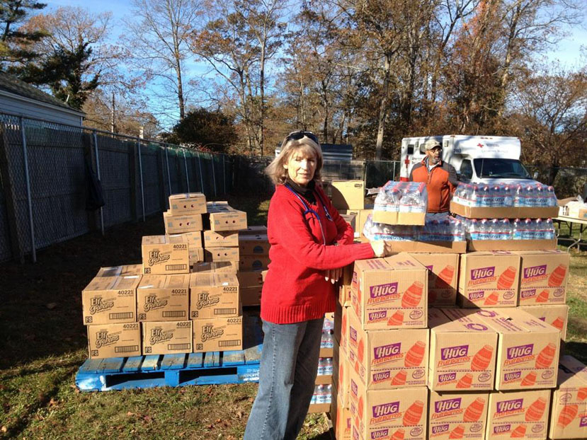 Red Cross volunteer nurse Trisha Davis of Nikolaevsk organizes relief supplies at her assigned location in the New York area-photo provided