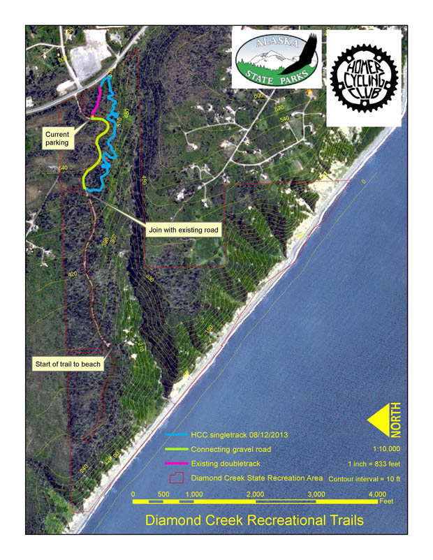 This map shows the existing and planned multi-use trails being built by the Homer Cycling Club.