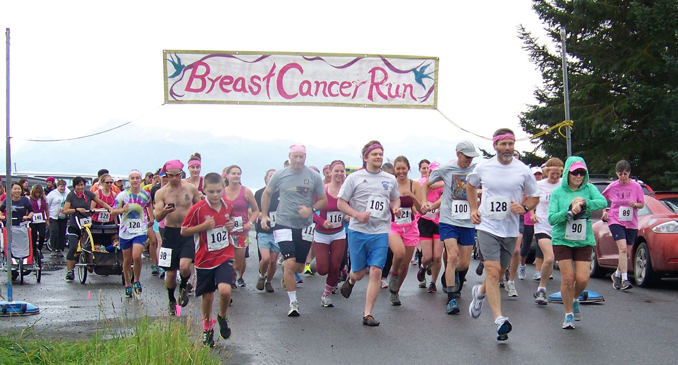 More than 80 runners and walkers participate in the 2013 Breast Cancer Run. This year’s run and ride is Sunday at Mariner Park. Registration is at 8 a.m. The race starts at 9 a.m.-Photo by McKibben Jackinsky, Homer News