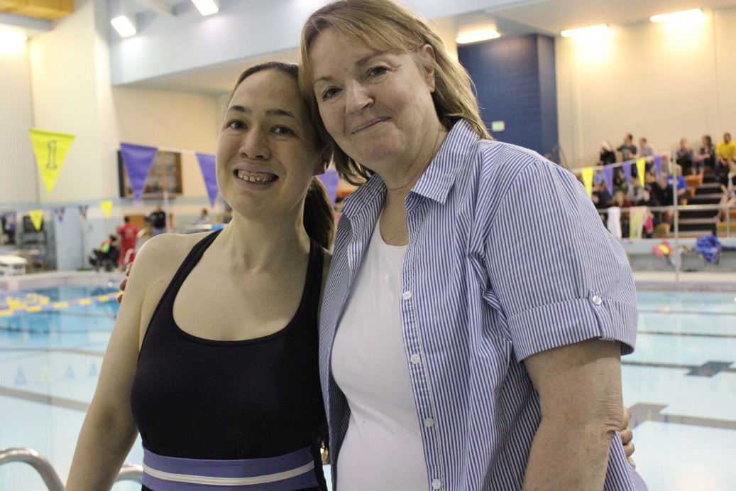 Swimmer Myrna Kuchenoff and Alaska Swim Coach Ruhiyyih Baker, both of Homer, are headed to the Special Olympics National Games in New Jersey, June 14-21.-Photo by McKibben Jackinsky, Homer News