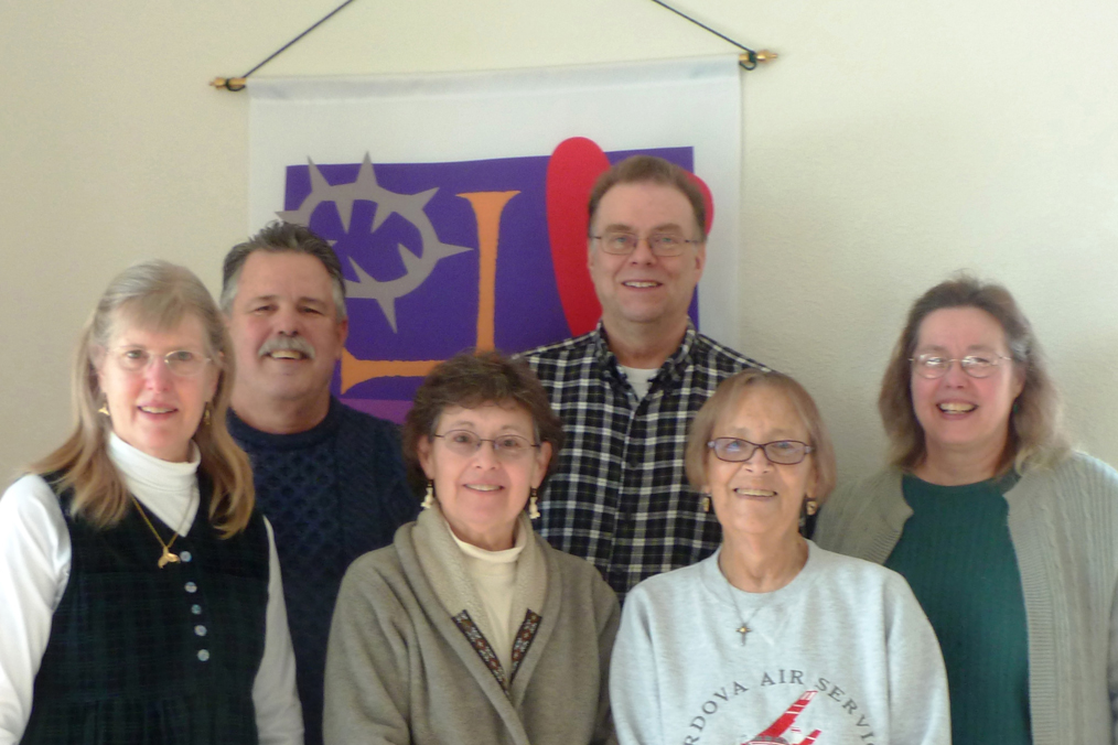 St. Augustine’s Lay Leaders for worship services are, from left, Nell Gustafson, Greg Guy, Deborah Lee Townsend, Jim Henkelman, Gillian Munn and Judy Mullikin. Caren Graupe is not pictured.-Photo provided