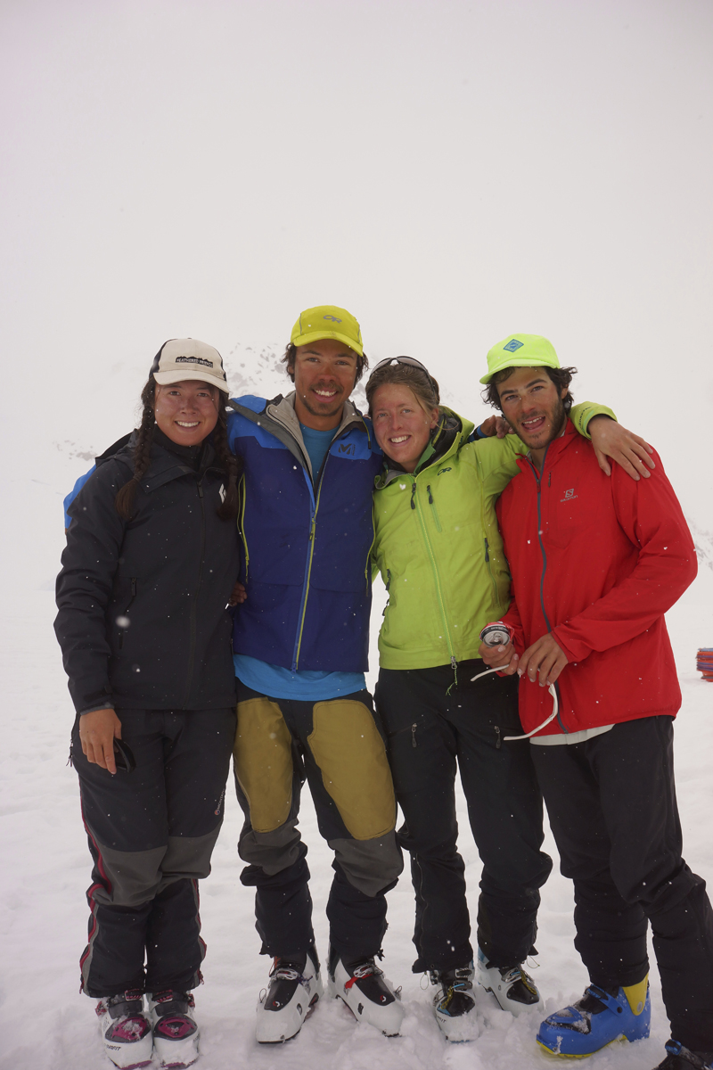 Iris Neary, Parker Sorensen, Florence Nikles and Giovanfrancesco "Frenchie" Varoli pose for a group photo after descending from Denali. The group traversed the mountain for 20 days before becoming the first mountaineers of the 2016 season to reach the summit.-Photo provided