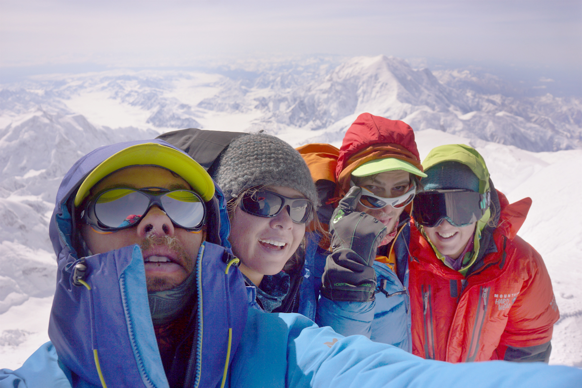 Parker Sorensen, Iris Neary, Giovanfrancesco "Frenchie" Varoli and Florence Nikles reached Denali's summit on Friday, May 13 at 2 p.m. The group traversed the mountain for 20 days before becoming the first mountaineers of the 2016 season to reach the summit.                               -Photo provided