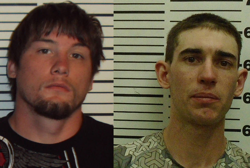 Travis Catron, left, and Niko Mogar are booking photos. (Photo provided, Homer Police)