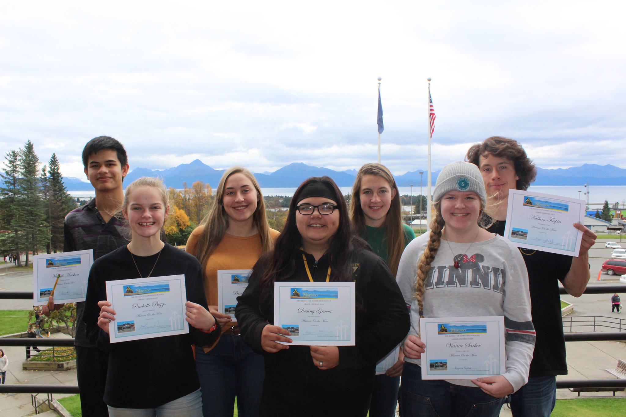 <span class="neFMT neFMT_PhotoCredit">Photo submitted</span>                                First quarter winners were (pictured left to right): Micah Mershon, Rachelle Biggs, Brenna McCarron, Destiny Gracia, Brita Restad, Vianne Sarber, Nate Turpin and Gavin Maupin (not pictured).