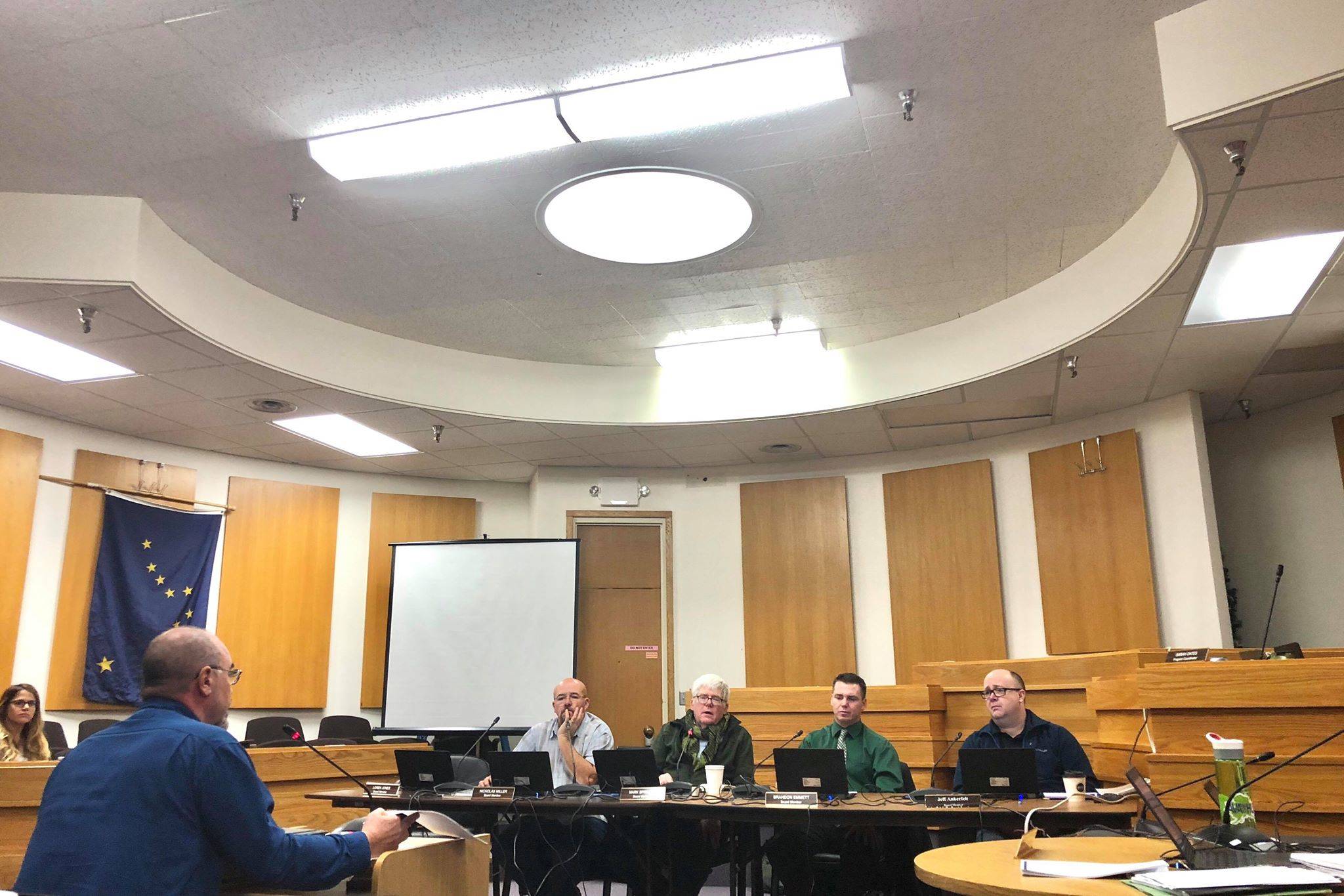 Members of the public give testimony at the Marijuana Control Board, who met in Kenai, Alaska for the first time on Tuesday, Oct. 15, 2018. (Photo by Victoria Petersen/Peninsula Clarion)