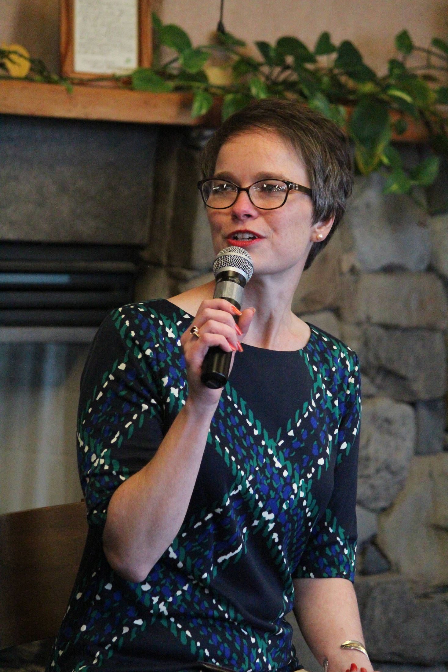 Sarah Vance, a Republican candidate for the Alaska House of Representatives District 31 seat, speaks at a candidate forum Saturday, Oct. 20, 2018 at the Homer Public Library in Homer, Alaska. Vance will face incumbent Rep. Paul Seaton in the November election. (Photo by Megan Pacer/Homer News)