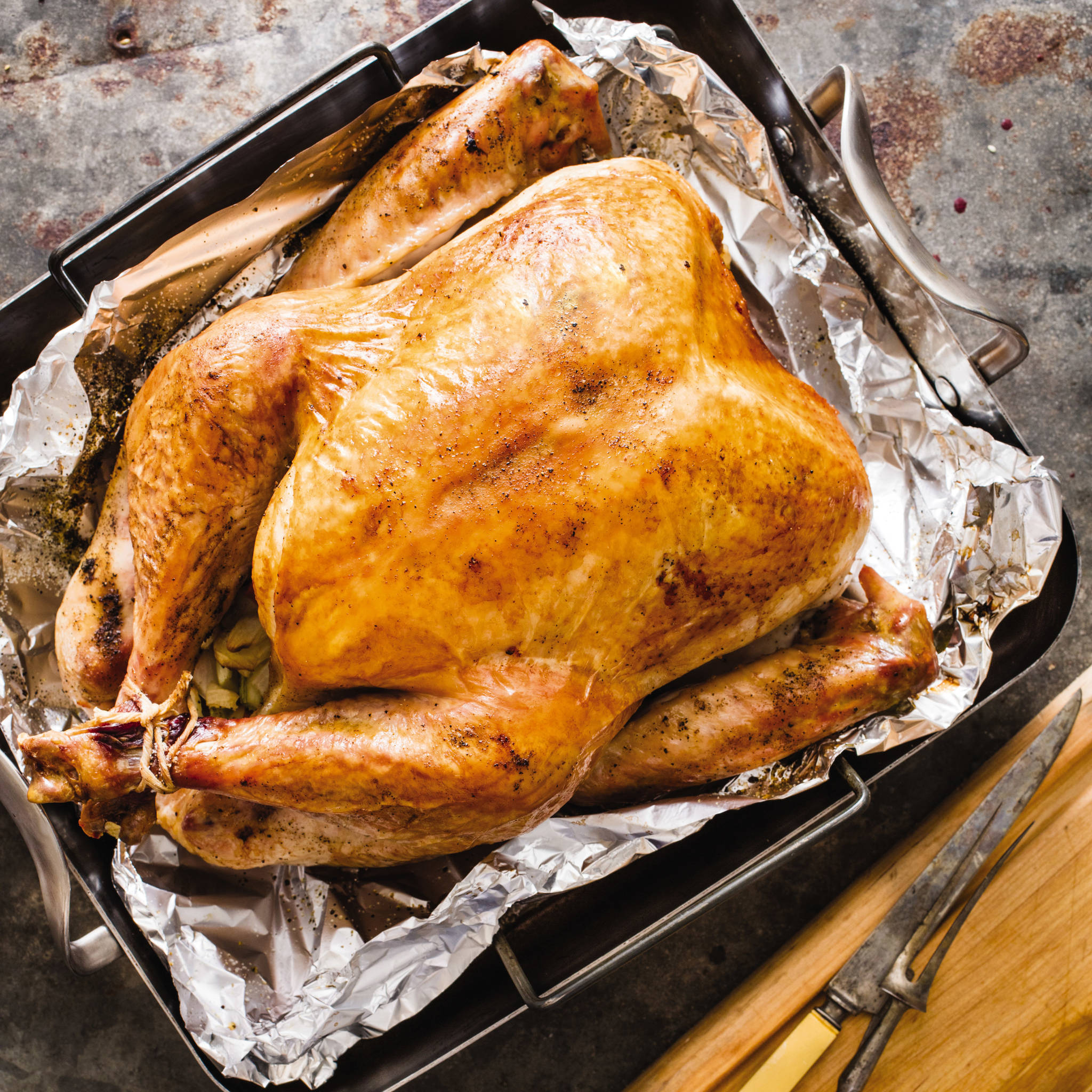 This undated photo provided by America’s Test Kitchen in October 2018 shows a roast turkey in Brookline, Mass. This recipe appears in the cookbook “ATB Holiday Entertaining.” (Daniel J. van Ackere/America’s Test Kitchen via AP)                                This undated photo provided by America’s Test Kitchen in October 2018 shows a roast turkey in Brookline, Mass. This recipe appears in the cookbook “ATB Holiday Entertaining.” (Daniel J. van Ackere/America’s Test Kitchen via AP)                                This undated photo provided by America’s Test Kitchen in October 2018 shows a roast turkey in Brookline, Mass. This recipe appears in the cookbook “ATB Holiday Entertaining.” (Daniel J. van Ackere/America’s Test Kitchen via AP)