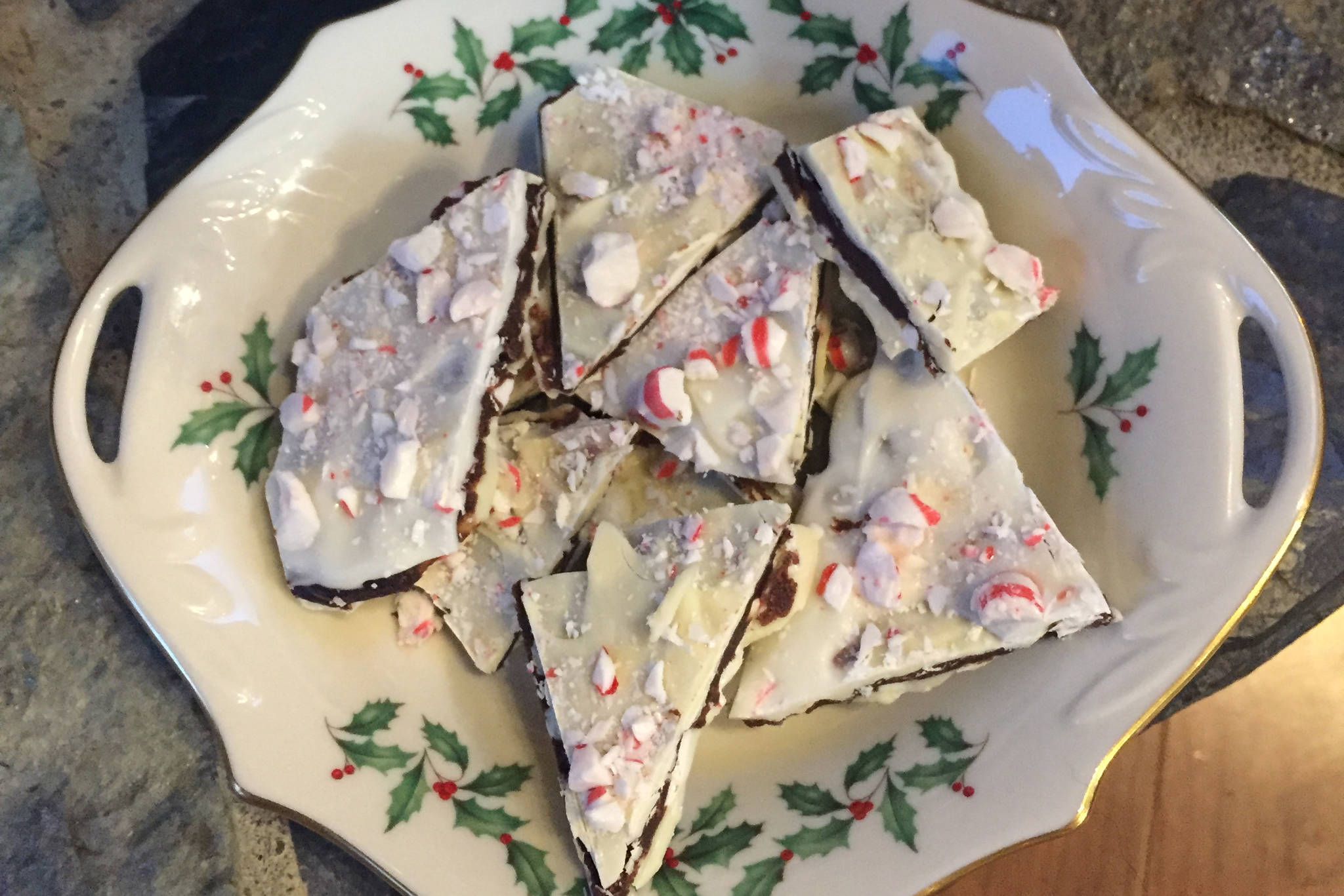 Three-layer peppermint bark is a Christmas treat. (Photo by Teri Robl/Homer News)