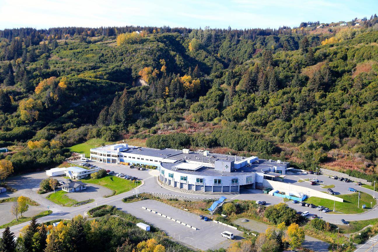 An aerial photo taken in 2014 shows the current South Peninsula Hospital campus. (Homer News file photo)