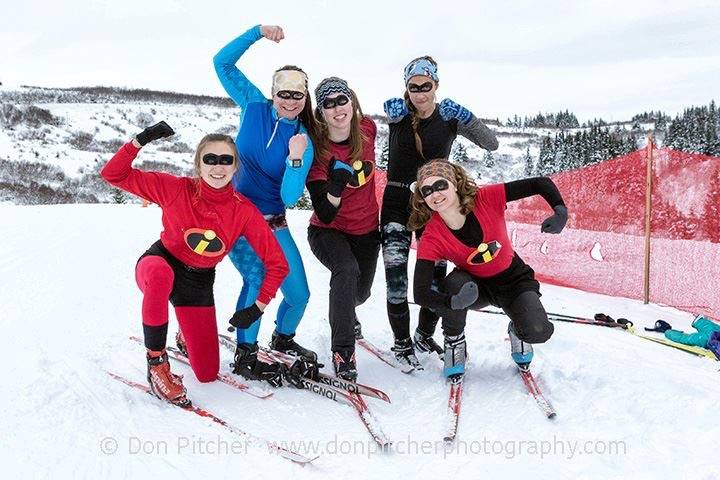 Members of Homer’s cross-country ski team pose in their “Incredibles” costumes before a day of skate skiing Saturday, Feb. 2, 2019 at the Homer Invite at the Lookout Mountain Trails near Homer, Alaska. For the girls, Homer won the event. (Photo by Don Pitcher via Allison O’Hara)