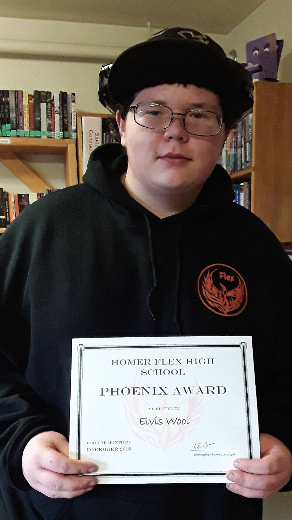 Homer Flex junior Elvis Wool, pictured here, is the recipient of the Flex Phoenix Award for February. (Photo courtesy Ingrid Harrald)