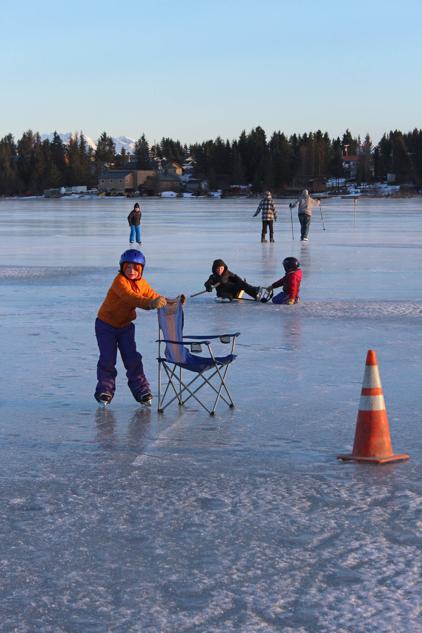 Community members enjoy a free ice skating party hosted by Rotary Club of Homer-Kachemak Bay, McDonalds and the City of Homer on Friday, Feb. 15, 2019 at Ben Walters Park and Beluga Lake in Homer, Alaska. (Photo by Megan Pacer/Homer News)