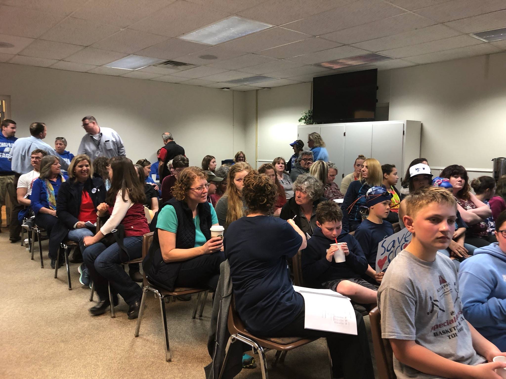 Members of the community attend the Kenai Peninsula Borough School Board meeting on Monday in Soldotna. The board passed a $145 million budget during the meeting. (Photo by Victoria Petersen/Peninsula Clarion)