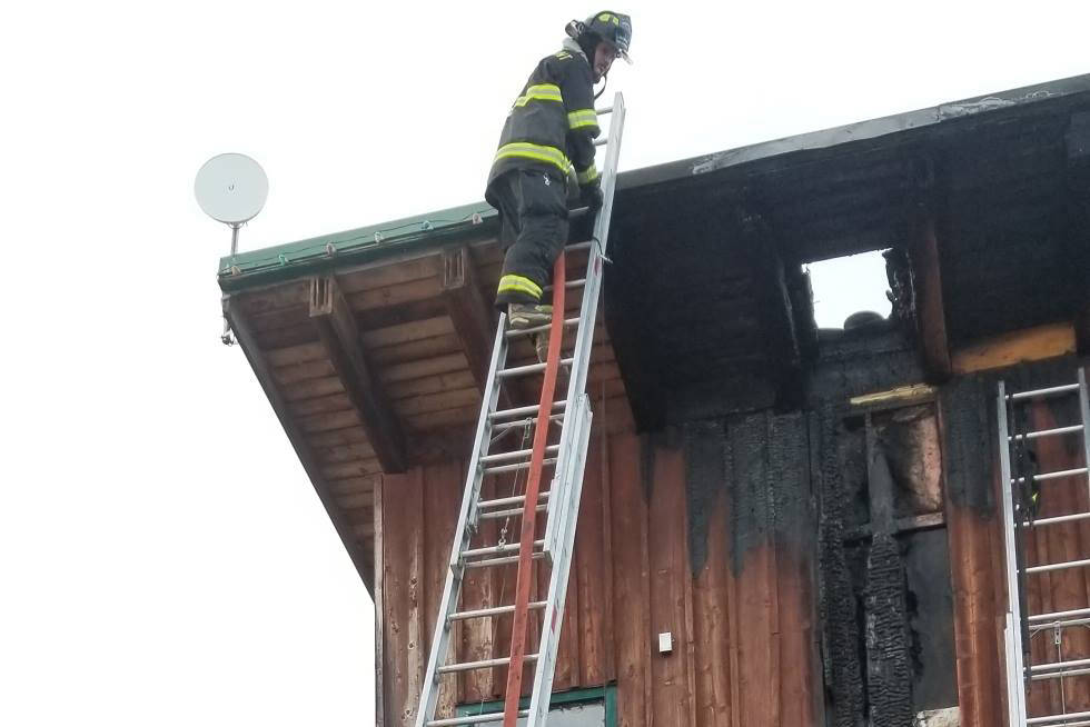 Anchor Point Fire & EMS and Ninilchik Emergency Services firefighters respond to a chimney fire at a Long Gone Avenue home after 7:15 p.m. April 5, 2019, near Anchor Point, Alaska. (Photo provided)