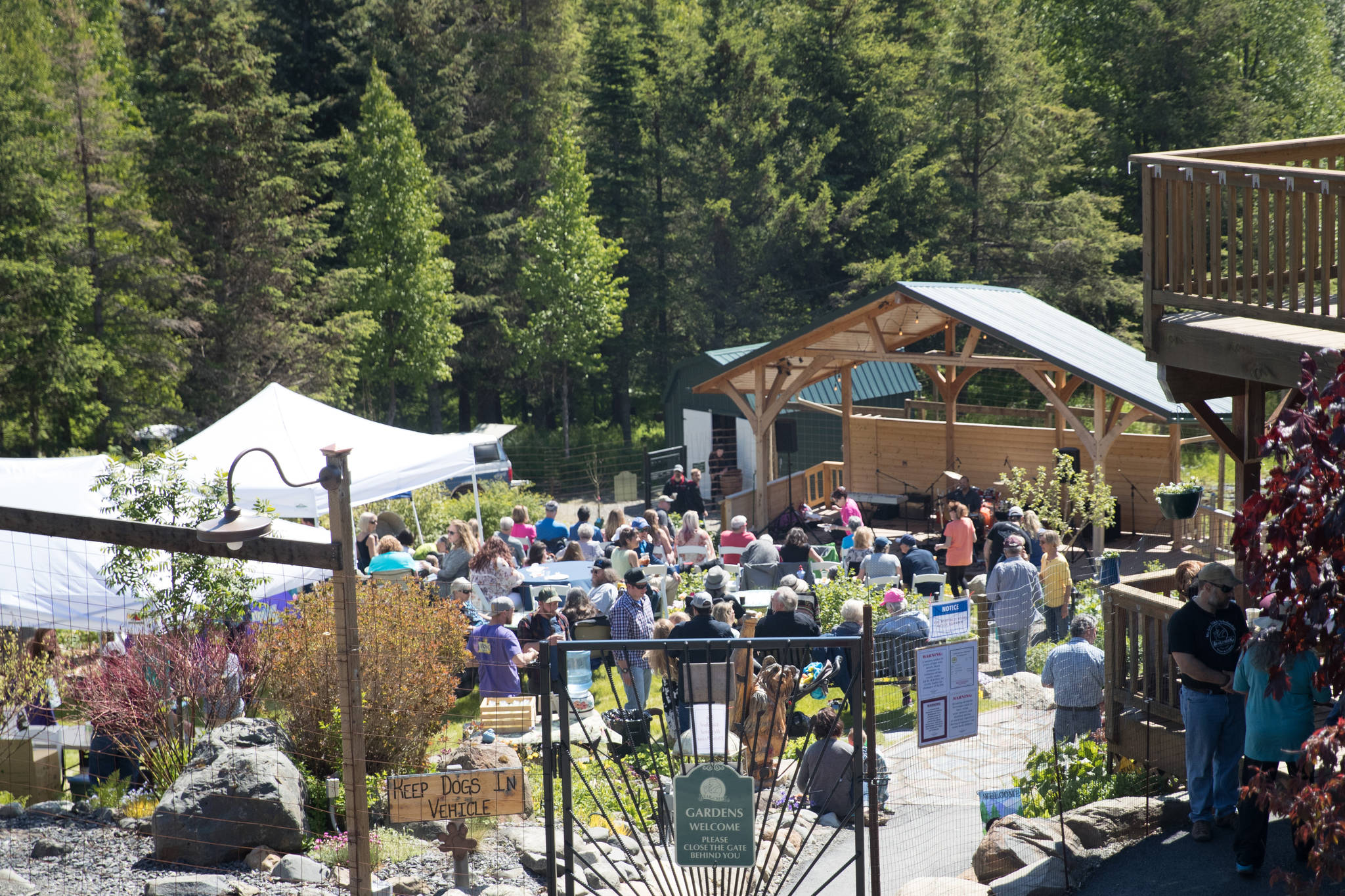 In this photo taken June 9, 2018, the music festival sponsored by Bear Creek Winery and Lodging makes the most of the surrounding landscaping at its location in Kachemak City, Alaska. This year’s festival will be held June 1. Price of the ticket includes two beverages. Proceeds from ticket sales and a live auction benefit the Nikki Geragotelis (Fry) Memorial Scholarship, in memory of Bill and Dorothy Fry’s daughter, Nikki, who diesdin 2013. (Photo courtesy of Bear Creek Winery)