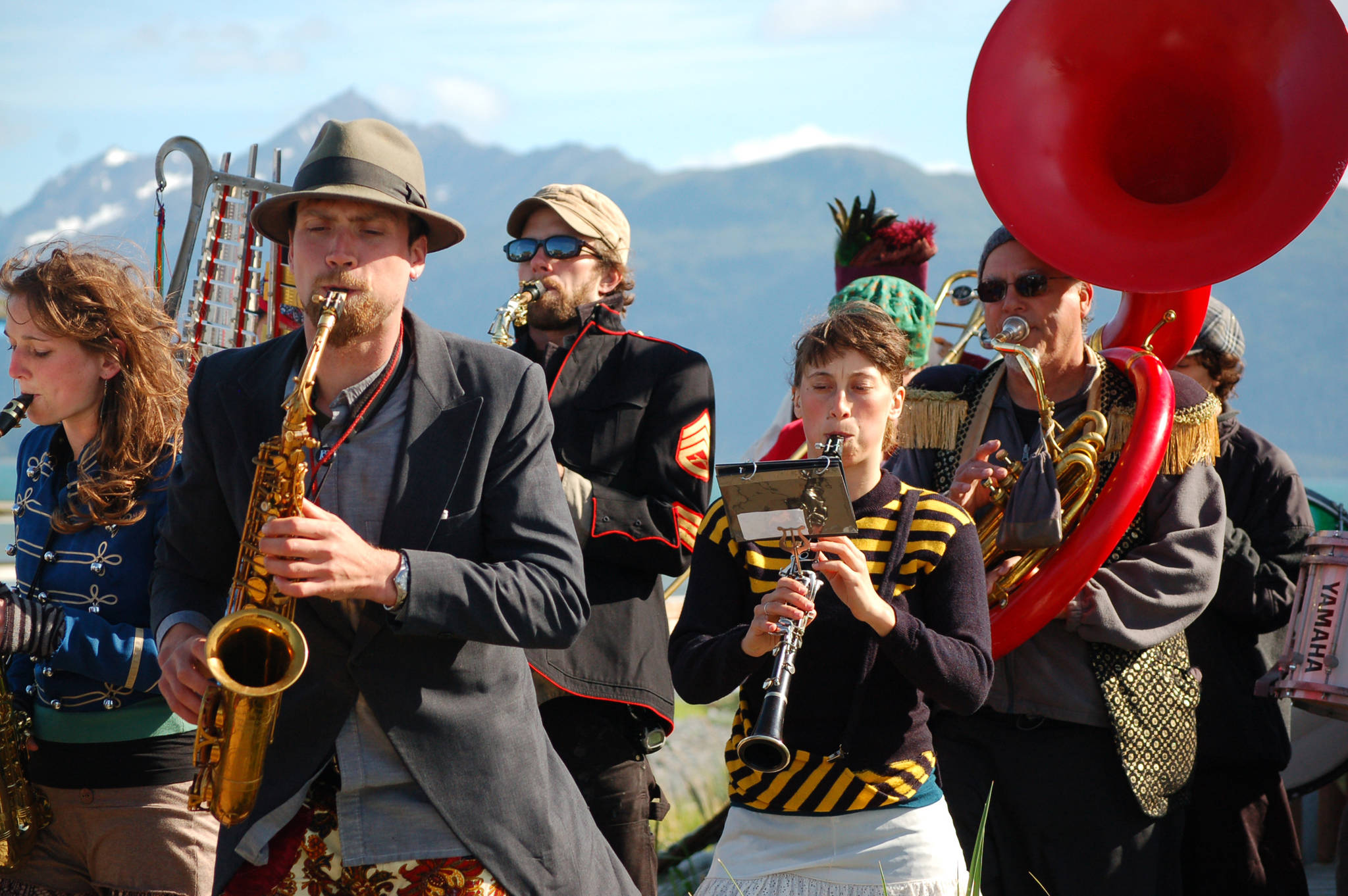 The New Old Time Chautauqua parades down the Homer Spit on its visit in August 2011 in Homer, Alaska. (Homer News file photo)
