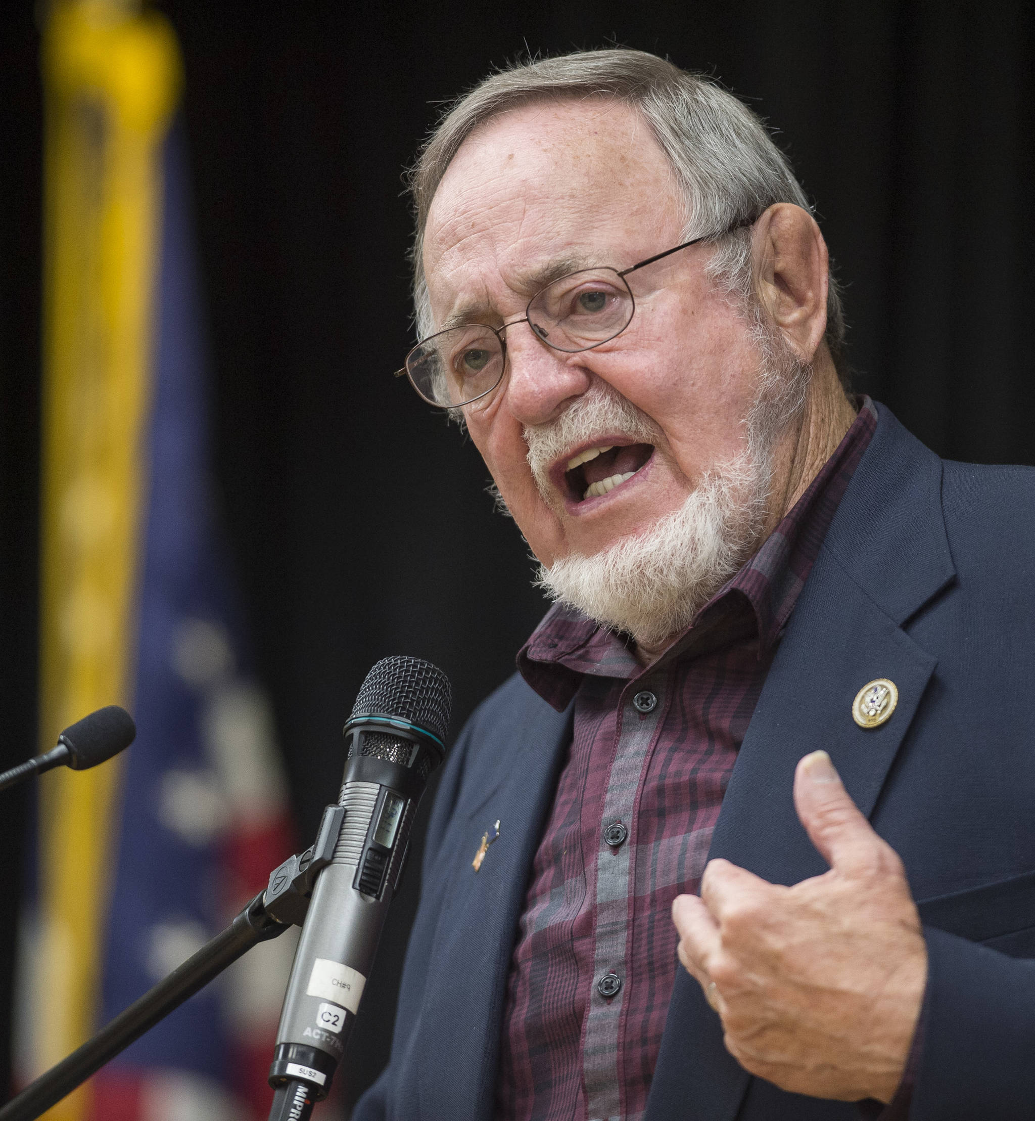 U.S. Rep. Don Young, R-Alaska, speaks at the Native Issues Forum at the Elizabeth Peratrovich Hall on Wednesday, August 1, 2018. (Michael Penn | Juneau Empire)