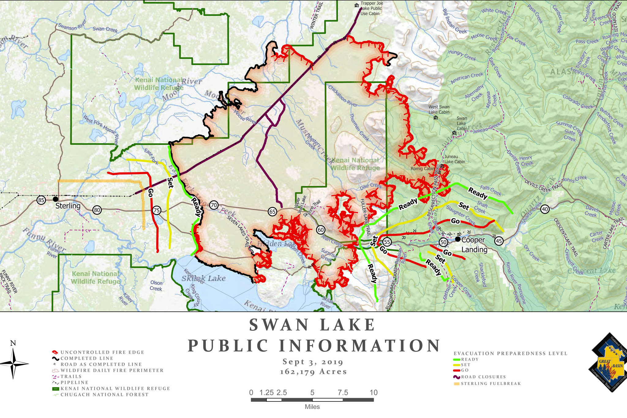 A map of the Swan Lake Fire as of Sept. 3, 2019. (Courtesy Great Basin Incident Management Team)