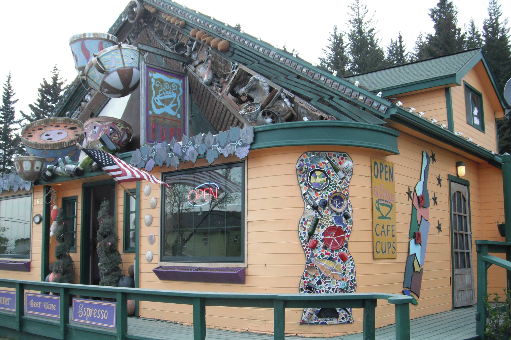 The iconic facade of Cafe Cups, as seen in a May 2014 photo taken in Homer, Alaska. (Photo provided)