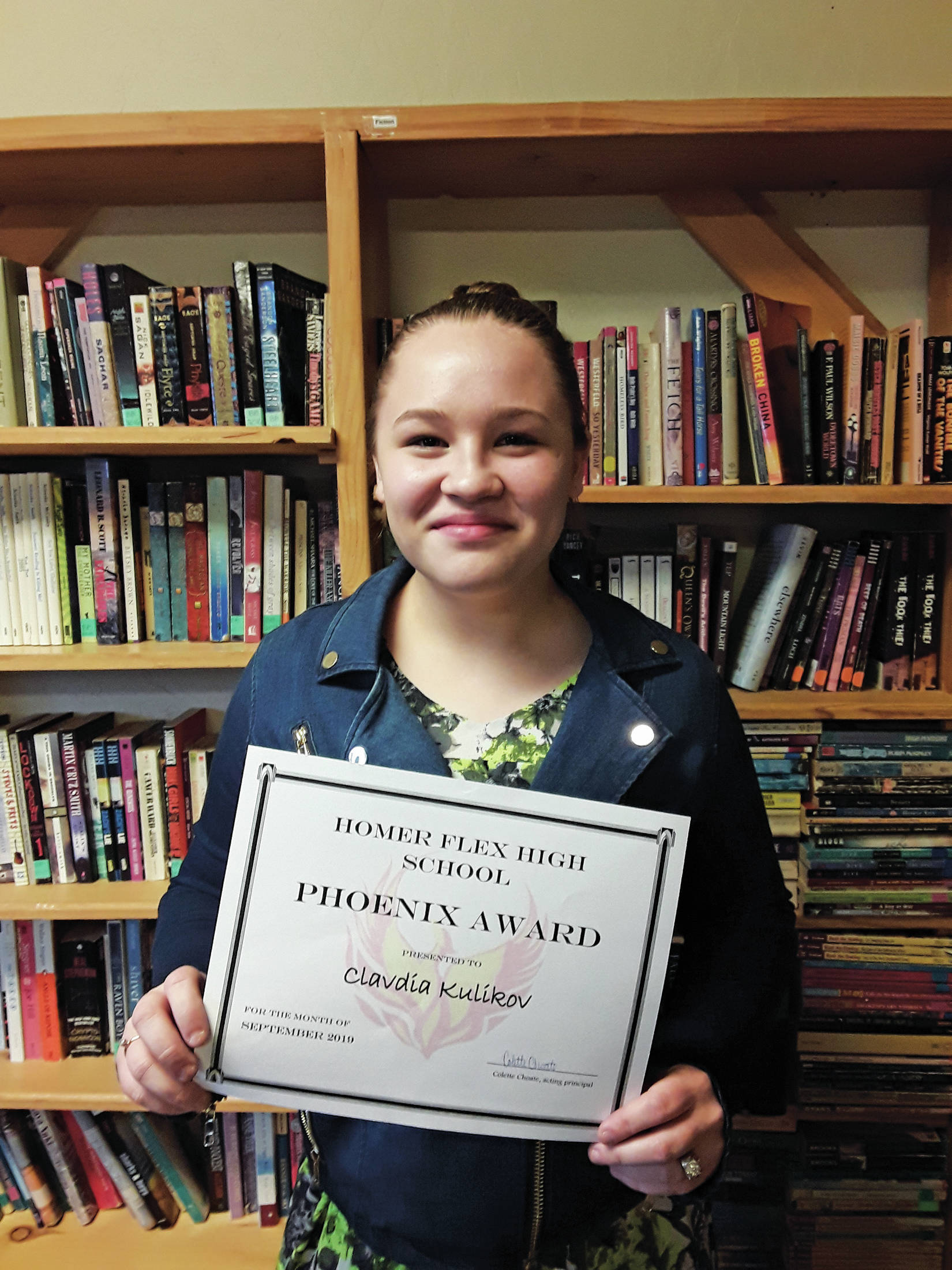 Clavdia Kulikov, recipient of this month’s Homer Flex School Phoenix Award. (Photo courtesy of Flex School)