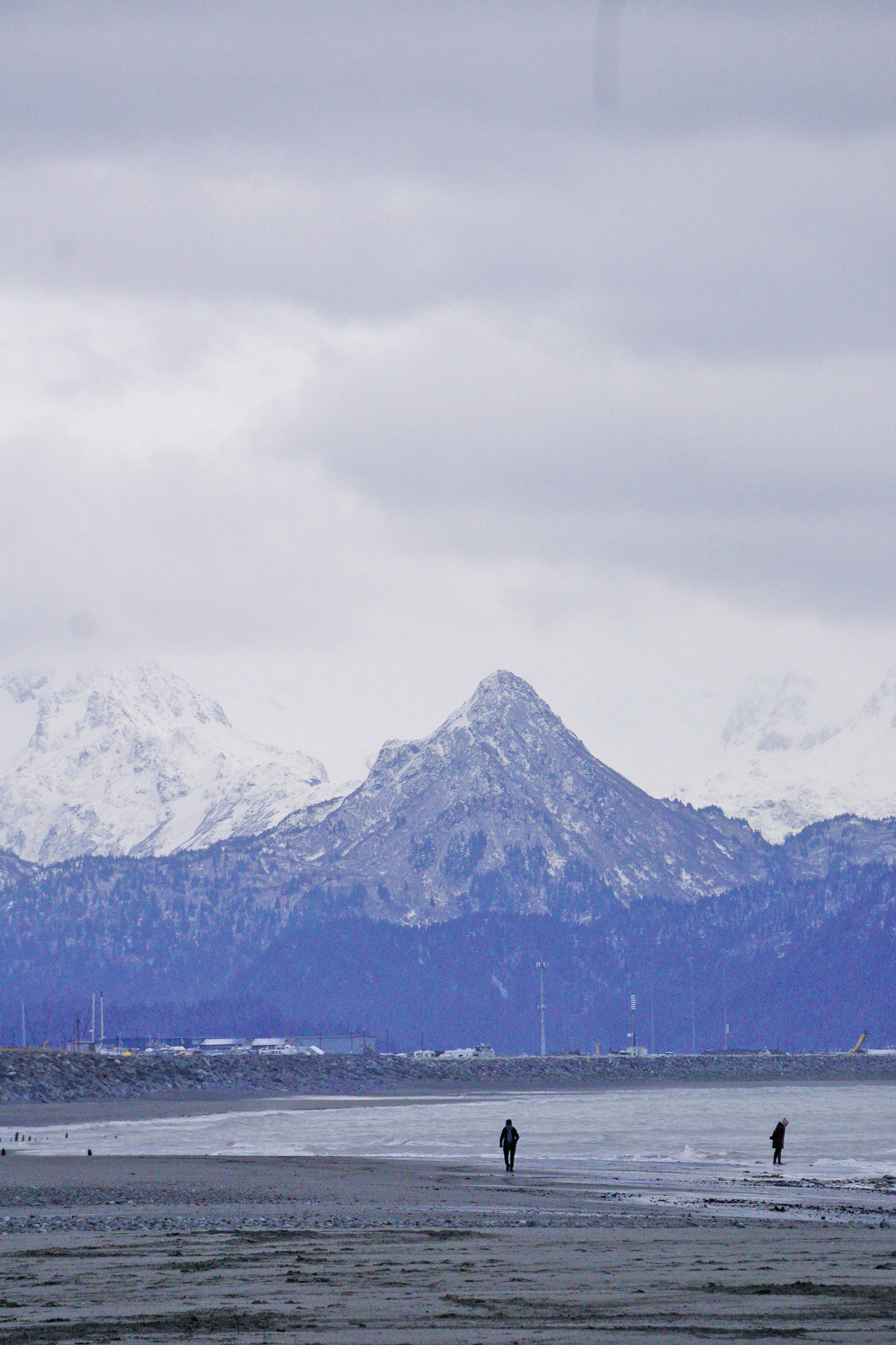 Recent snow in the Kenai Mountains across Kachemak Bay has made the Poot Peak panda more visible, as seen here on Nov. 18, 2019, in Homer, Alaska. (Photo by Michael Armstrong/Homer News)