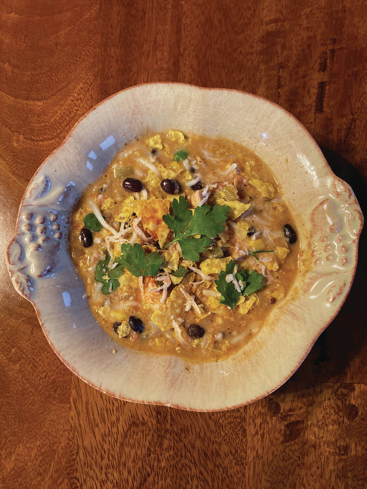 Use up leftover turkey in this roasted corn and chili soup, as seen here on Nov. 26, 2019, in Teri Robl’s Homer, Alaska, kitchen. (Photo by Teri Robl)