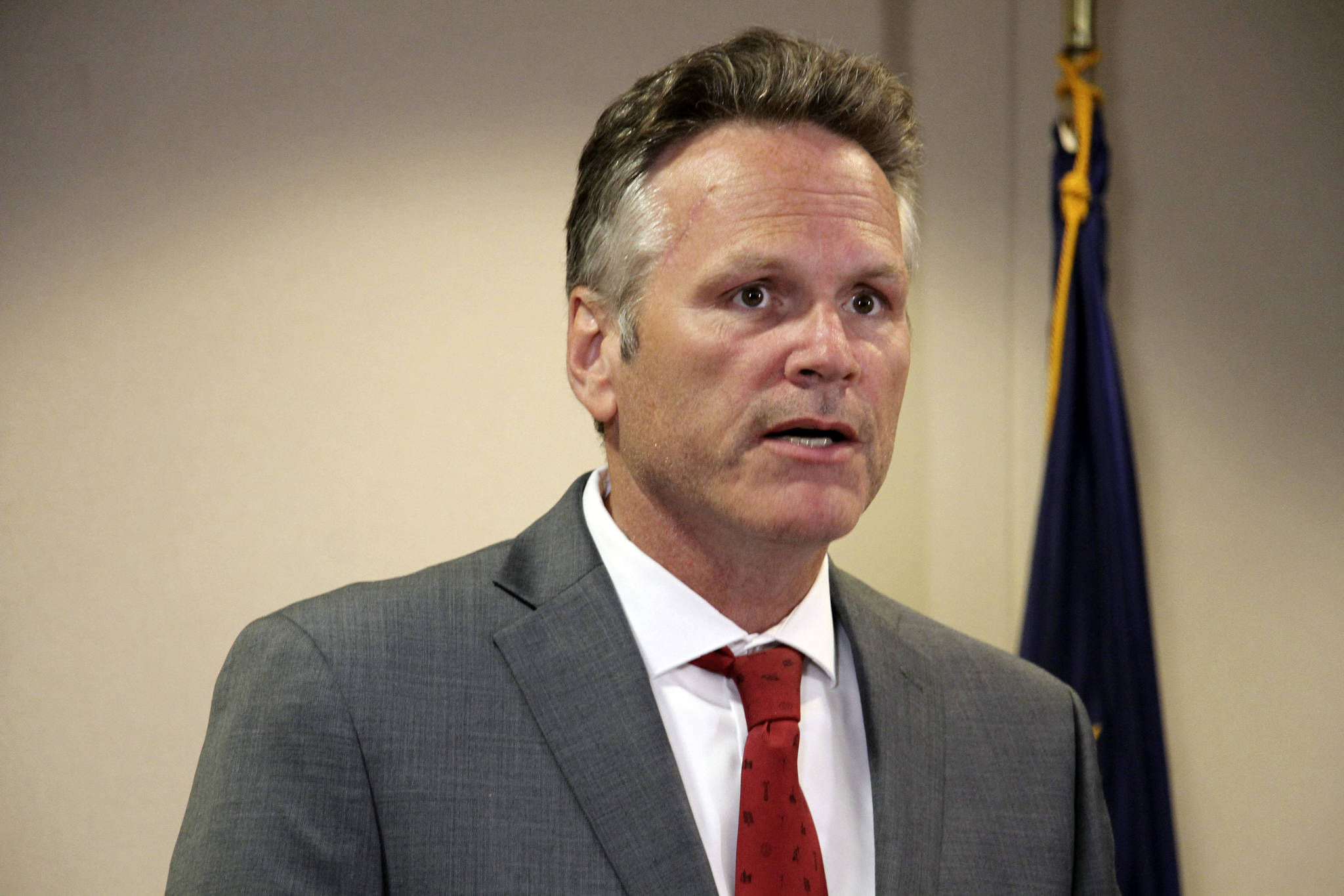 In this Aug. 13 file photo, Alaska Gov. Mike Dunleavy speaks at a news conference in Anchorage. (AP Photo | Mark Thiessen)