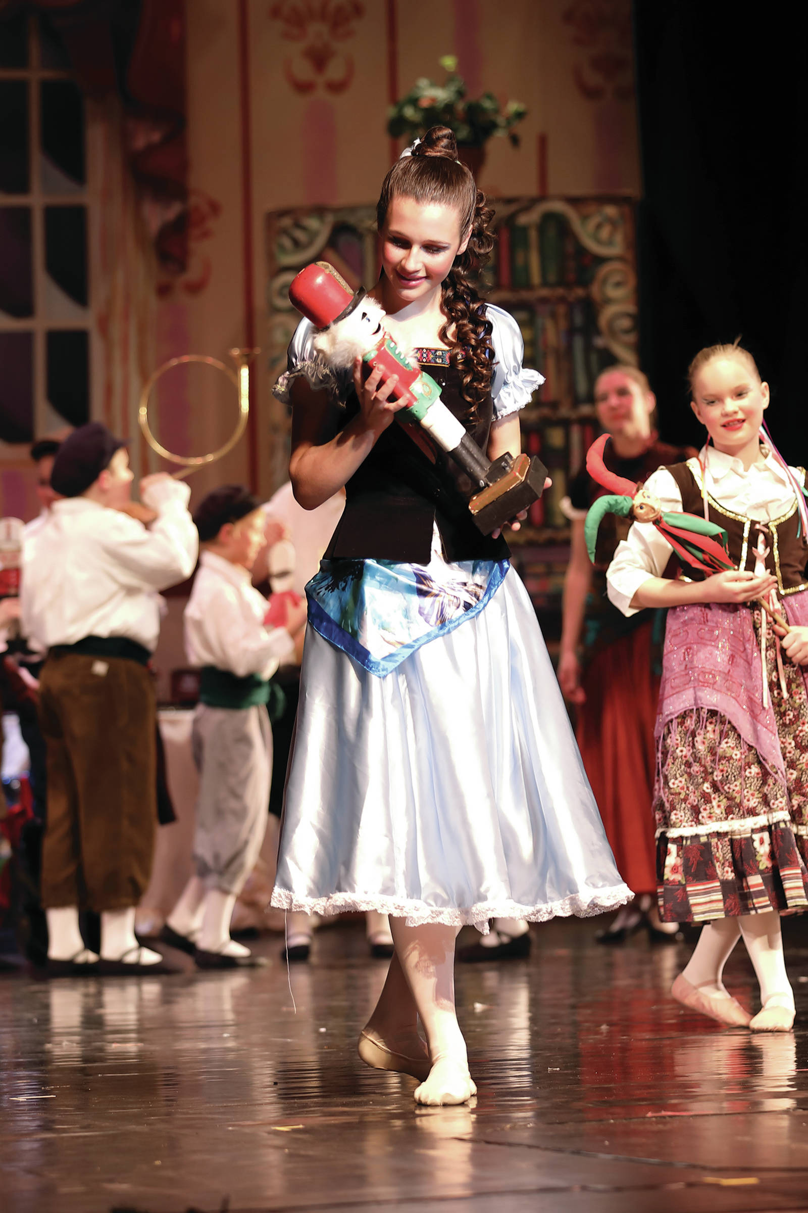 Ireland Styvar performs as Clara on Dec. 6, 2019, in the 2019 production of the Homer Nutcracker Ballet at the Mariner Theatre, in Homer, Alaska. The ballet continues this weekend at 7:30 p.m. Friday, Dec. 13, and 3 p.m. Saturday, Dec. 14. (Photo by Aaron Christ)