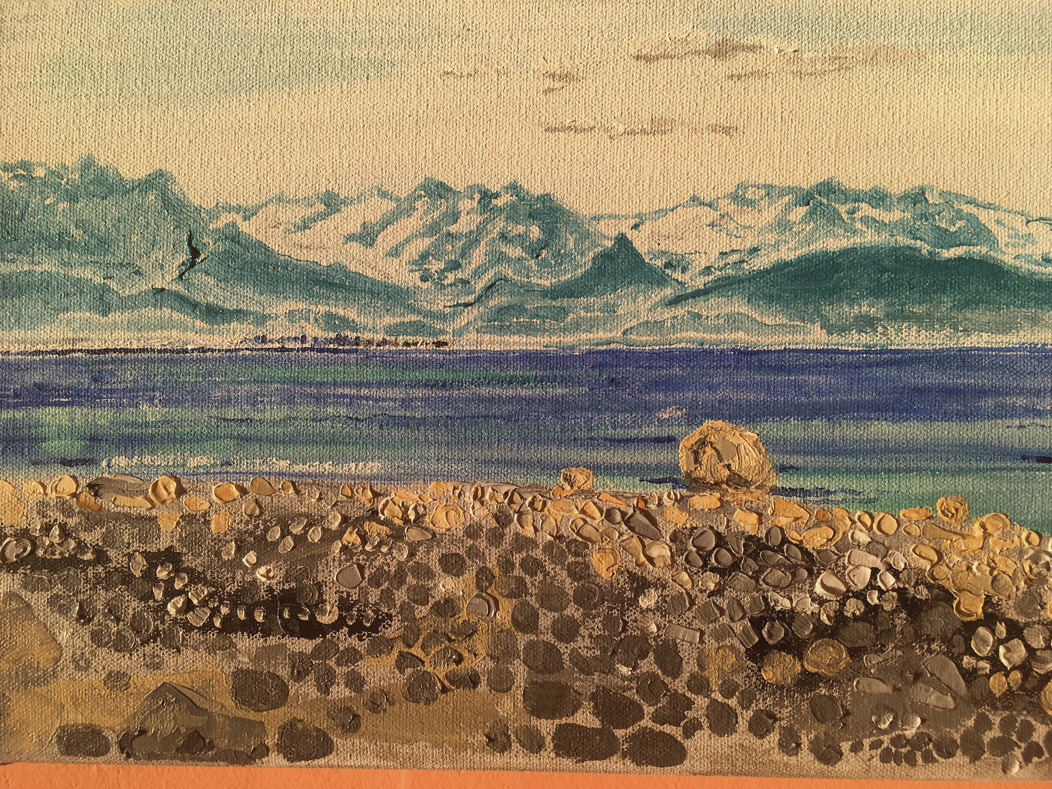 Debi Poore’s “Many Moods of the Wosnesenski” features her art inspired by the river and glacier on Kachemak Bay. Poore’s art is featured at Grace Ridge Brewery for February 2020 at the brewery in Homer, Alaska. (Photo courtesy of Grace RidgeBrewery)