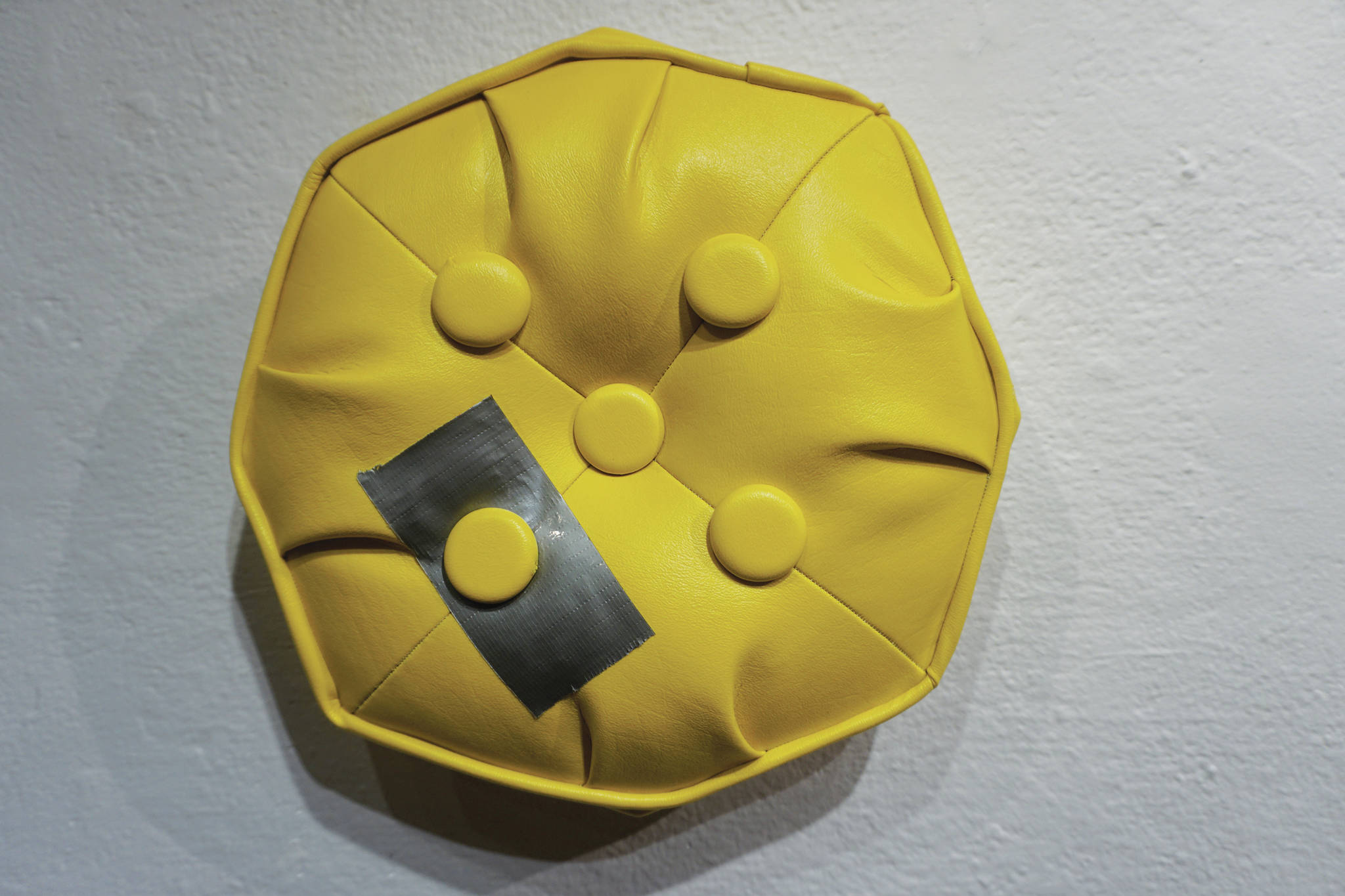 Tamara Wilson’s “Yellow Tough,” as seen at the First Friday opening on Feb. 15, 2020, of her show, “Macaroni and Cheese,” at Bunnell Street Arts Center in Homer, Alaska. (Photo by Michael Armstrong/Homer News)