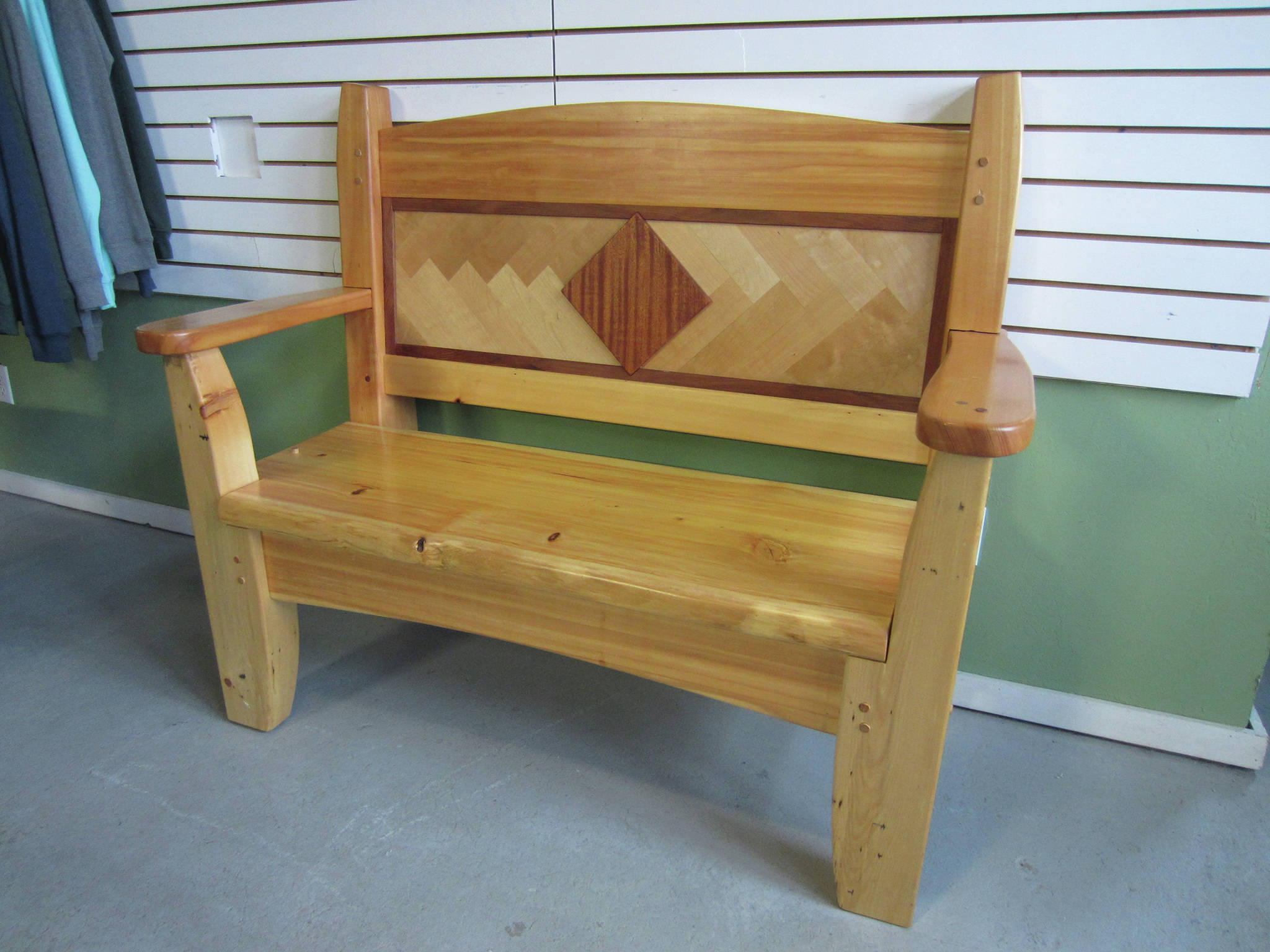 Jonathan Sharp’s bench is part of an exhibit of his work opening Friday, March 6, 2020, at Grace Ridge Brewery in Homer, Alaska. (Photo courtesy of Jonathan Sharp)