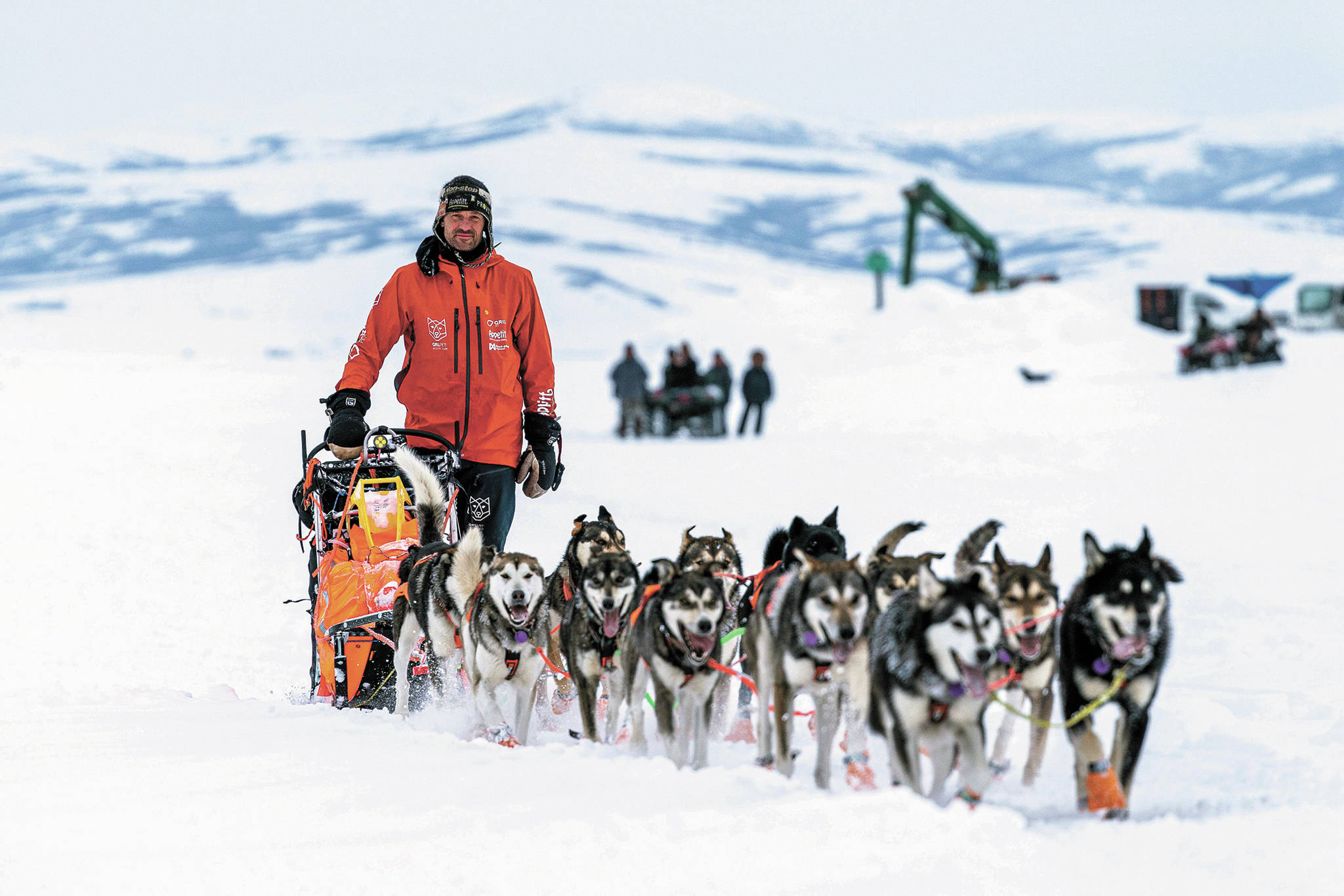 Thomas Waerner mushes into Unalakleet, Alaska, Sunday, March 15, 2020 during the Iditarod Trail Sled Dog Race. (Loren Holmes/Anchorage Daily News via AP)