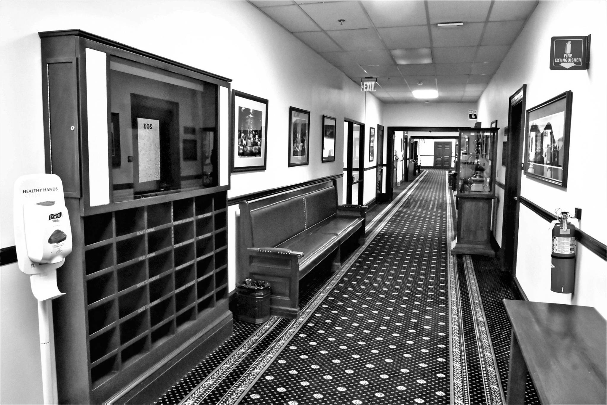 Photo by Peter Segall | Juneau Empire                                 The halls of the State Capitol were empty Monday, March 30, as most lawmakers and their staff have returned to their home districts. The Legislature is recessed rather than adjourned, which means they can be called back to take action is necessary.