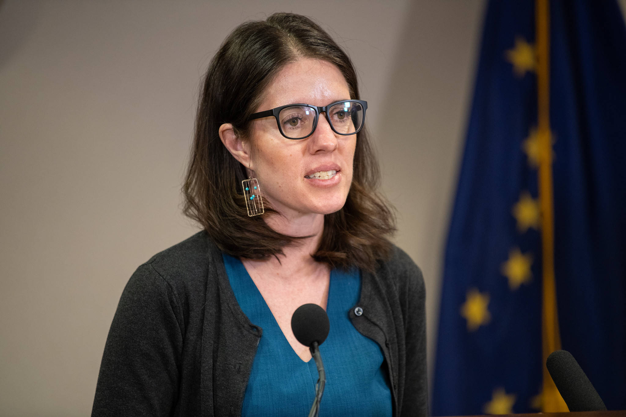 Courtesy photo | Office of Gov. Mike Dunleavy                                Alaska Chief Medical Officer Dr. Anne Zink speaks at a press conference in Anchorage on March 23, 2020.